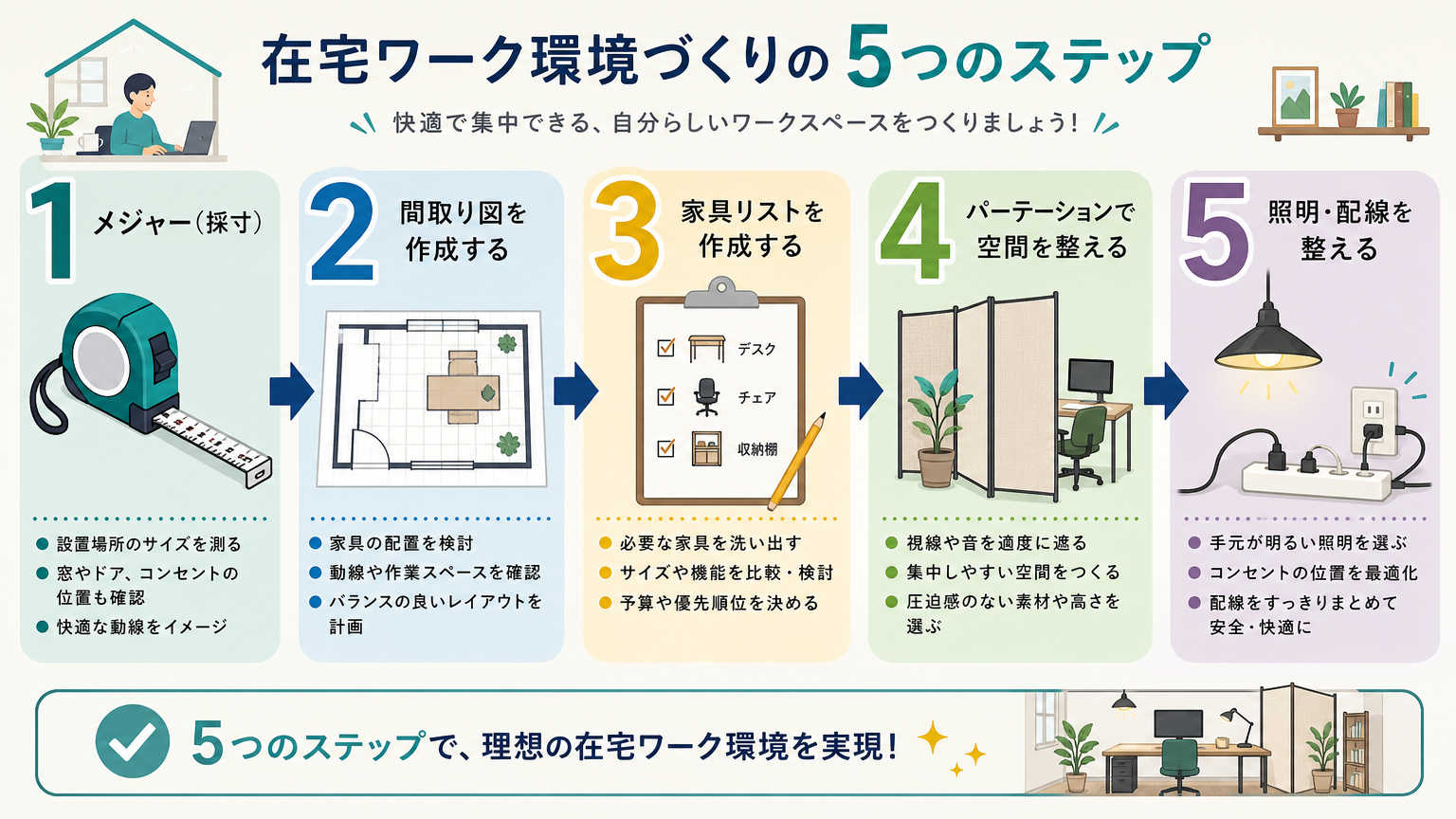 在宅ワークの環境づくりの手順